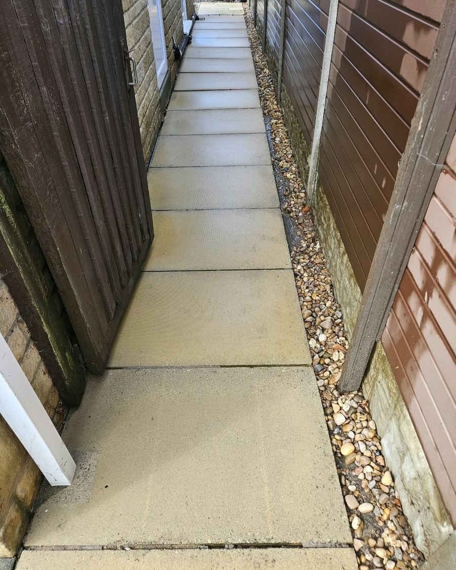 Jet washing lincolnshire, garden path after cleaning by Fenland Property Care