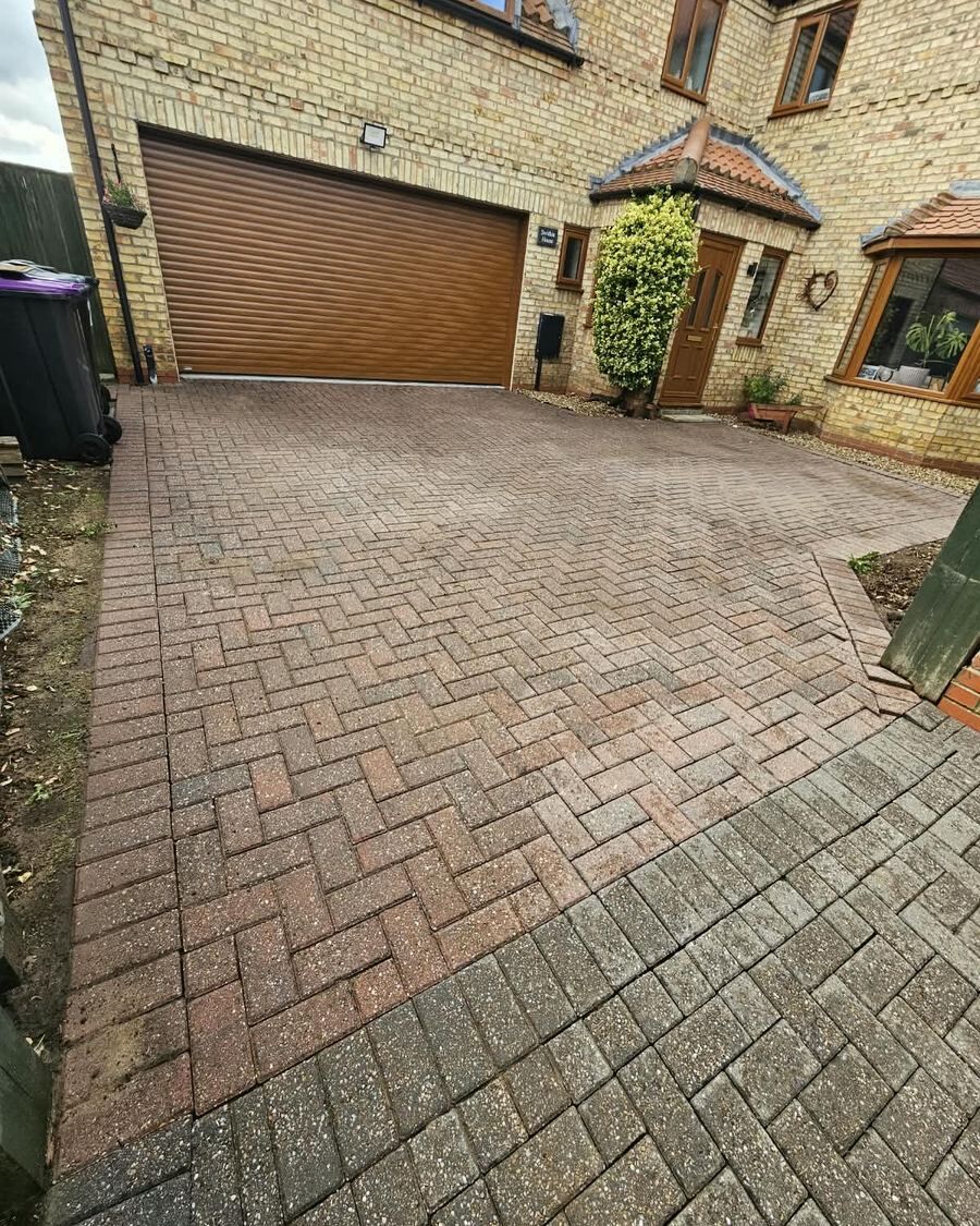 Jet washing lincolnshire, block paving driveway after cleaning by Fenland Property Care