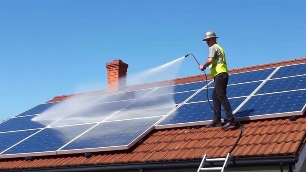 Solar panel cleaning in Sleaford by Fenland Property Care